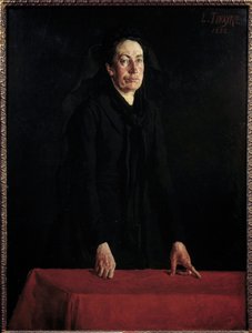 コミューン・ド・パリ：「「表彰台でのルイーズ・ミシェル（1830-1905）の肖像」」裁判中の法廷での過激派アナキスト。 Louis Tinayre (1861-1942) による絵画 1882 日。 1,29x0,95 m パリ、カルナヴァレ美術館 注意！ この作品の使用は対象となる場合があります 作： Louis Tinayre