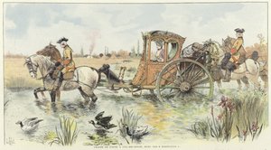 馬車に乗って川を渡る女性 作： Louis Vallet