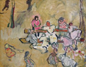 コーランクール通りで遊ぶ子供たち、1907-14年頃（キャンバスに油彩） 作： Louis Valtat