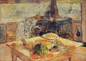 キッチン; ラ・キュイジーヌ、1906年頃（揺りかごのパネルに油彩） 作： Louis Valtat