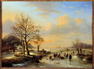 スケーター。 Louis Verwee (1807-1877) の絵画 作： Louis Verwee