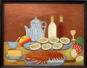 ロブスターのある静物 作： Louis Vivin