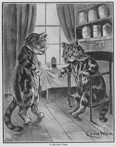 A Serious Case (エングレービング) 作： Louis Wain