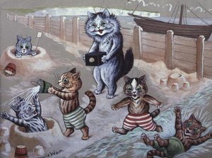 海水浴をする猫たち 作： Louis Wain