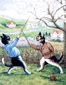 猫 フェンシング 作： Louis Wain