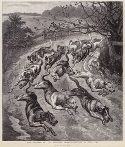 猟期を迎えた猟犬の鳴き声（リトグラフ 作： Louis Wain