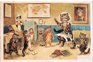 いたずら小娘、ポストカード、1960年代 作： Louis Wain