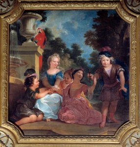 ビルボケをする子供たち ルイ・ブーロンヌ・ル・ジューン（1654-1733）の絵画 18世紀 パリ イタリア大使館 作： Louis de Boullongne