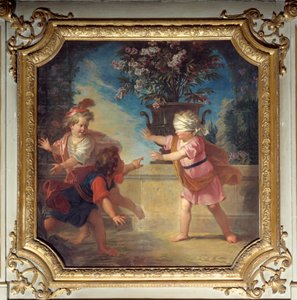 鳩のゲームルイ・ブーロンヌ・ル・ジューン（1654-1733）が描いたドアトップ 作： Louis de Boullongne