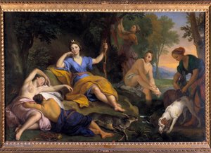 女神ディアーヌとその仲間たちの残りの部分 若きルイ・ブロンヌ（1654-1733）による絵画 18世紀 日1,05 x 1,63 m トゥール、ミュゼ・デ・ボザール 作： Louis de Boullongne