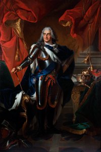ザクセンのフレデリック アウグスト (フレデリック オーギュスト) の肖像、強者 (1670-1733) として知られ、その後ポーランドのオーギュスト 2 世王 (ポーランドとザクセンのフレデリック アウグスト (1670-1733) の肖像) ルイ・ド・シルベストル (1675- 1760) キャンバスに油彩 - State Art G 作： Louis de (after) Silvestre