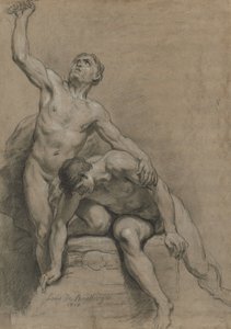 2人の男性ヌード、1710年。