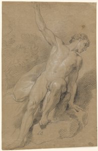 岩の上に座っている男性のヌード 作： Louis de Boullogne the Younger