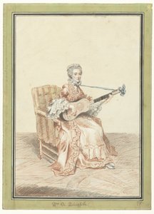 ギターを弾くモンタンヴィル夫人の肖像 作： Louis de Carmontelle