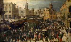 Shrovetide on Ice (パネルに油彩) 作： Louis de Caullery