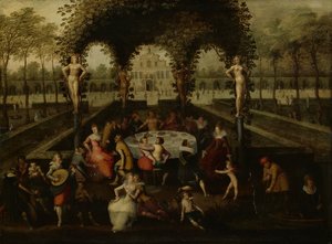 ビーナス、バッカス、ケレスと愛の園での死すべき者たち 作： Louis de Caullery