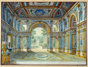 公園に面した宮殿のポルティコ。 Louis De Saint Ange (1780-1831) による彫刻 作： Louis de Saint Ange Desmaisons
