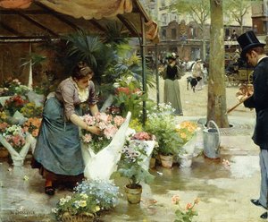 パリのフラワーマーケット 作： Louis de Schryver