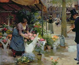パリの花市場 作： Louis de Schryver