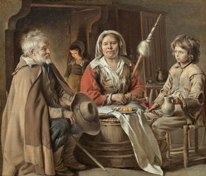 農民のインテリア、1645年頃 作： Louis le Nain