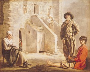 家の前の農民、1641年 作： Louis le Nain