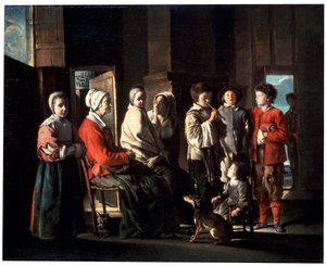 祖母への訪問、1645年。 作： Louis le Nain