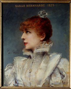 サラ・ベルナールことアンリエット・ロジーヌ・ベルナール（1844-1923）の肖像（コメディ・フランセーズの社交界人ルイーズ・アベマ（1858-1927）による絵画 作： Louise Abbéma