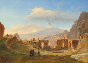 1828年、タオルミナのローマ劇場。 作： Louise Josephine Sarazin de Belmont
