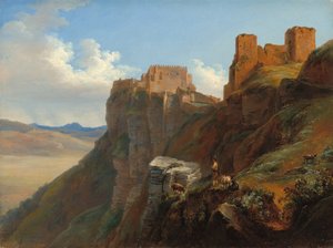 シチリア島トラーパニ近郊のサン・ジュリアーノ城の眺め、1824年から1826年頃。 作： Louise Josephine Sarazin de Belmont