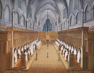 Port-Royal des Champs Abbey、教会の修道女の合唱団（絵） 作： Louise Magdeleine Hortemels