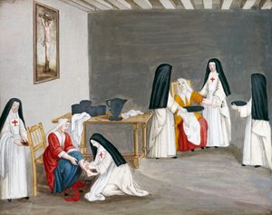 フランスのルイーズ・マグドレーヌ・オルテメル（1688-1767）作、ポート・ロワイヤル・デ・シャンの修道院、病人の世話をする姉妹 作： Louise Magdeleine Hortemels