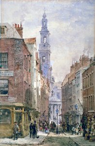 ロンドン、ウェストミンスターのウィッチ・ストリートからドーリー・コートを見る、1875年頃 作： Louise Rayner