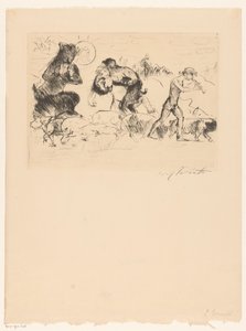 サテュロス、ニンフ、牧神、そして豚の群れ 作： Lovis Corinth (signed by artist)