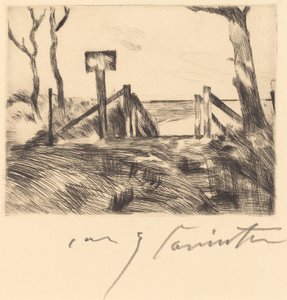 プラークのある橋 サインのある橋、1916 年。 作： Lovis Corinth