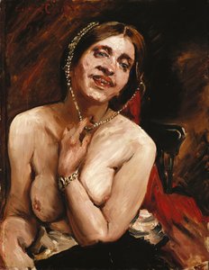 肘掛け椅子の女性ヌード 作： Lovis Corinth