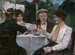 マックス・ハルベの庭で朝食 作： Lovis Corinth