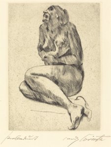 しゃがんだ女性のヌード」1914年 作： Lovis Corinth