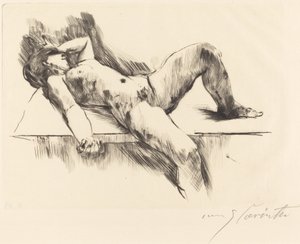 リクライニング女性ヌード III 作： Lovis Corinth