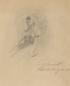 座った若い女性 [長方形] 1889年 作： Lovis Corinth