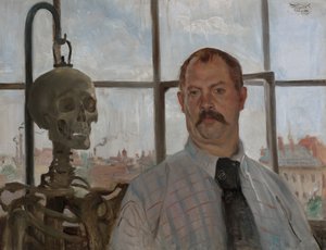 骸骨のある自画像 作： Lovis Corinth