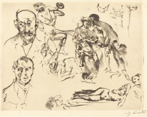 マックス・リーバーマンを含む男性のスケッチ（1915年頃）。 作： Lovis Corinth