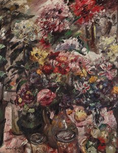 菊とアマリリスのある静物 作： Lovis Corinth