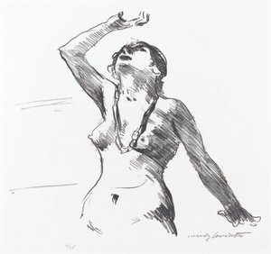 身を守る女性のヌード 作： Lovis Corinth