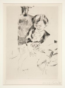 子猫を持つ女性 作： Lovis Corinth