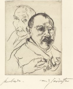 2 つの男性の頭の自画像のスケッチ、1915 年。 作： Lovis Corinth