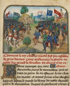 マルテルが祈るフランスとブルゴーニュの軍隊 作： Loyset Liedet