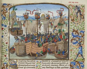 ラ ロシェルの戦い、1372 年、1470 ～ 1475 年頃。 作： Loyset Liedet