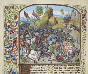1369 年のモンティエルの戦い、1470 ～ 1475 年頃。 作： Loyset Liedet
