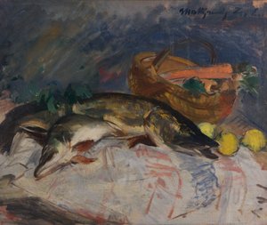 魚のある静物 作： László Mattyasovszky Zsolnay