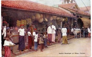 ネイティブブティックまたはショップ、セイロン、1900〜20年頃（手描きの写真）